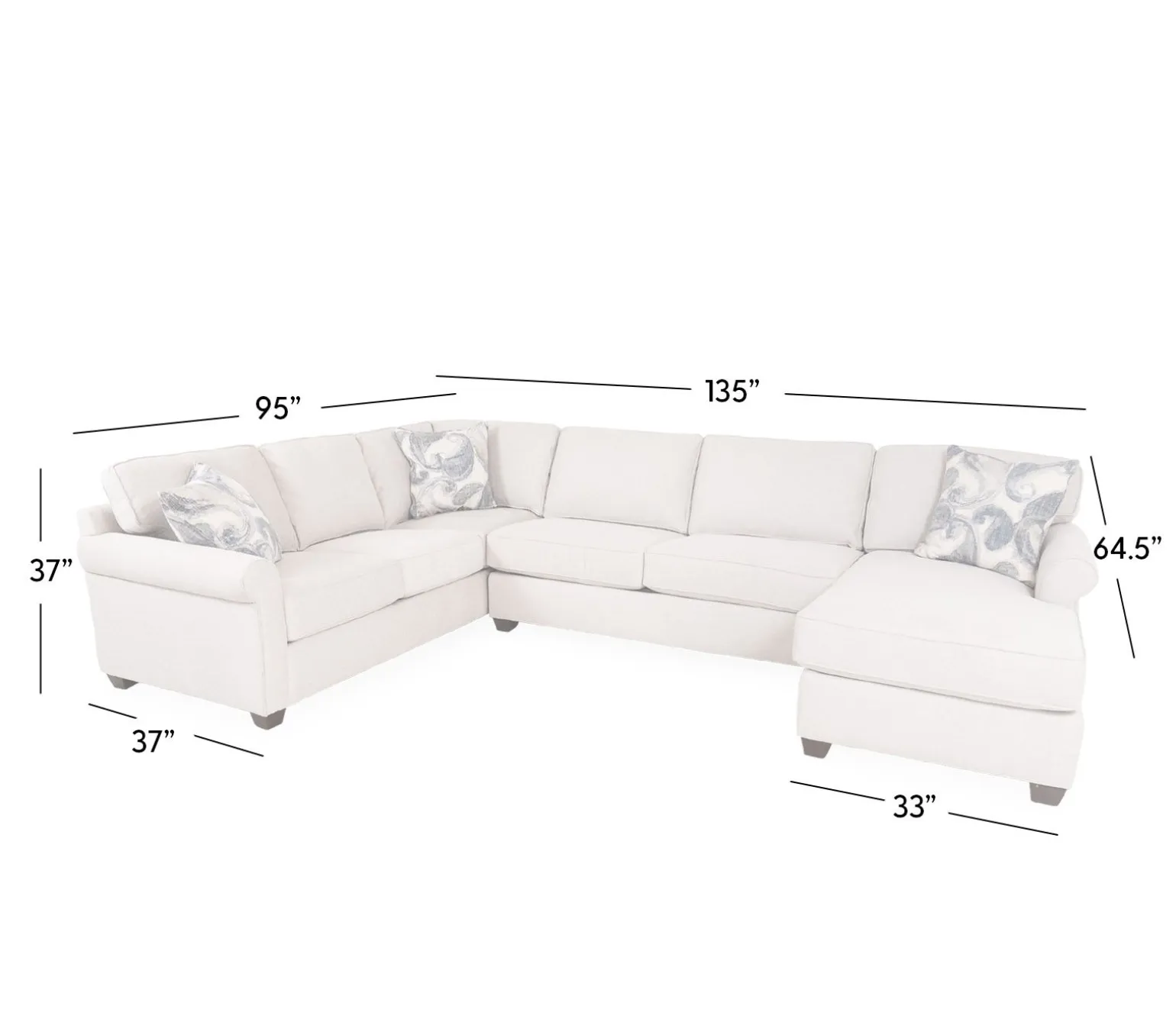 Arcadia 3 Piece Sectional - LHF Sofa, Armless Sofa, RHF Chaise