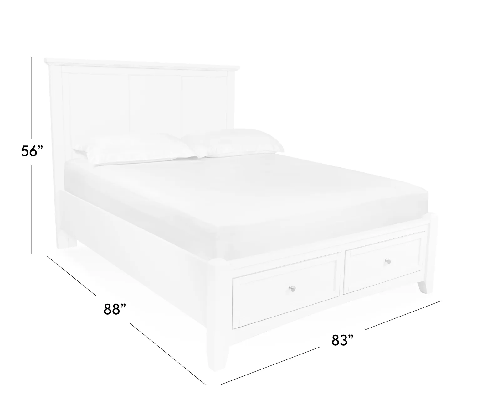 Atlantic King Platform Storage Bed - White