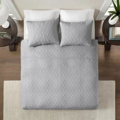 Becky Grey Reversible 2-Piece Coverlet Set - Twin/Twin XL