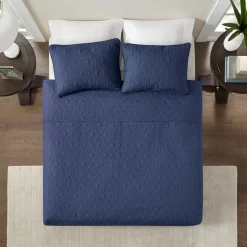 Becky Navy Reversible 3-Piece Coverlet Set - Full/Queen