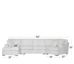 Bedford 3-Piece Sectional - LHF Chaise, Armless Loveseat, RHF Cuddler