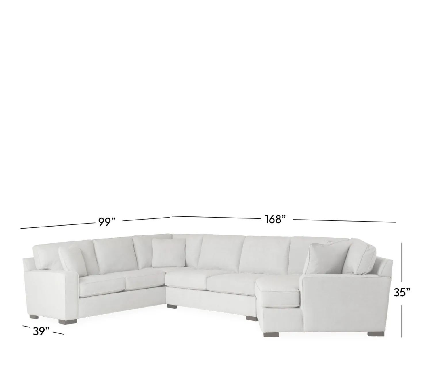 Bedford 3-Piece Sectional - LHF Sofa Sectional, Armless Apt Sofa, & RHF Cuddler