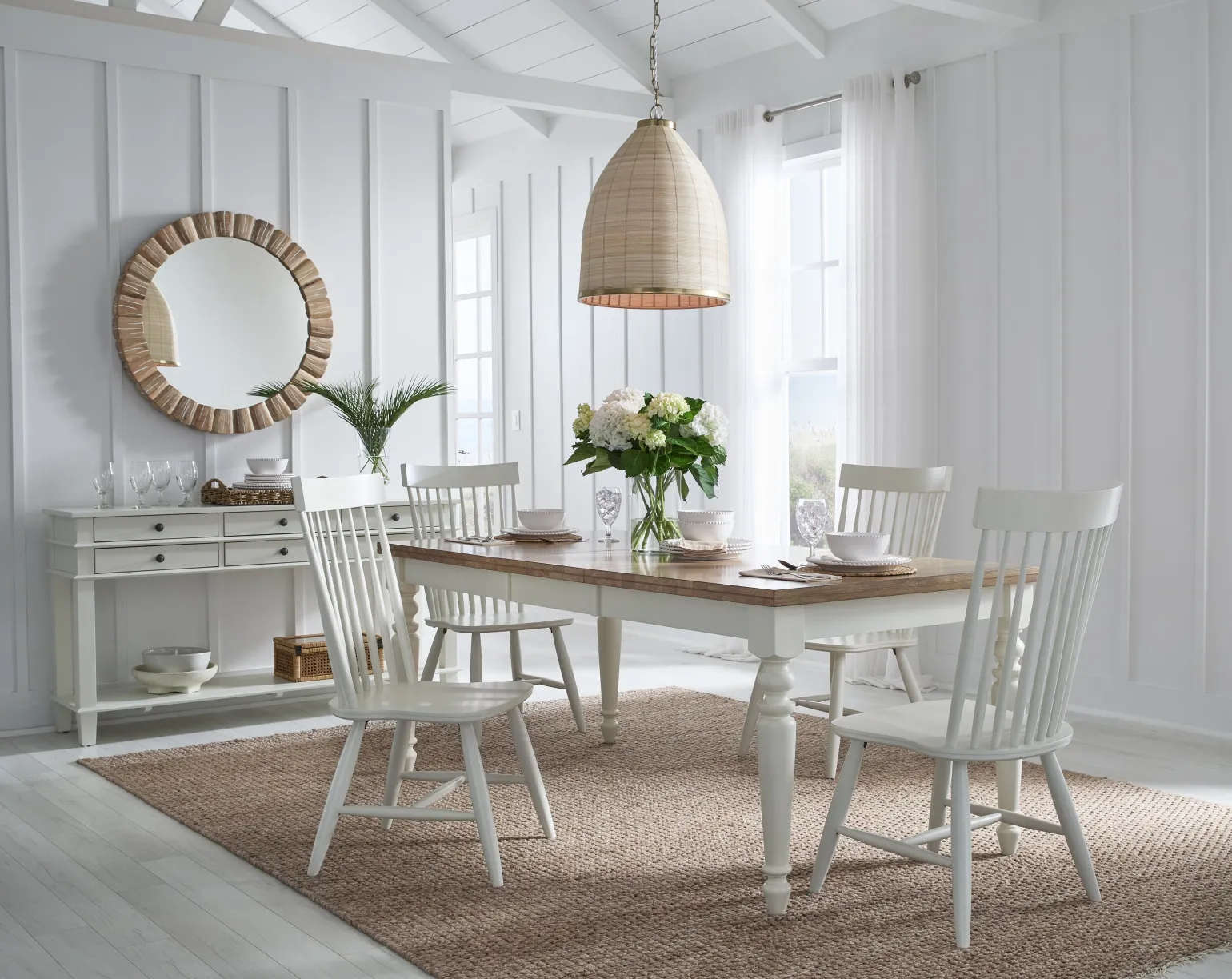 Cape Cod 5-Piece Dining Set w/ Lumina White Chairs
