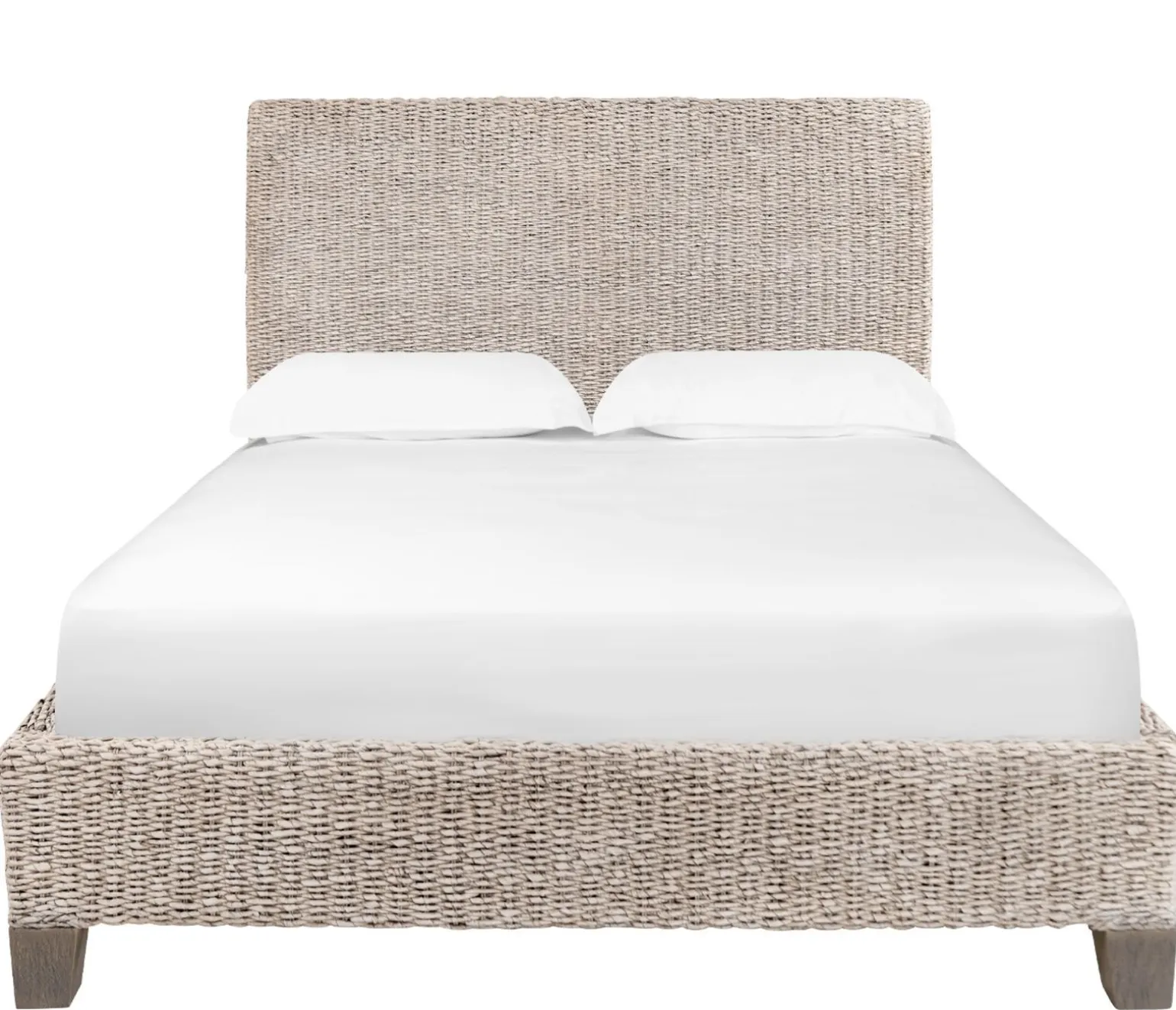 Catalina King Woven Platform Bed - White Wash