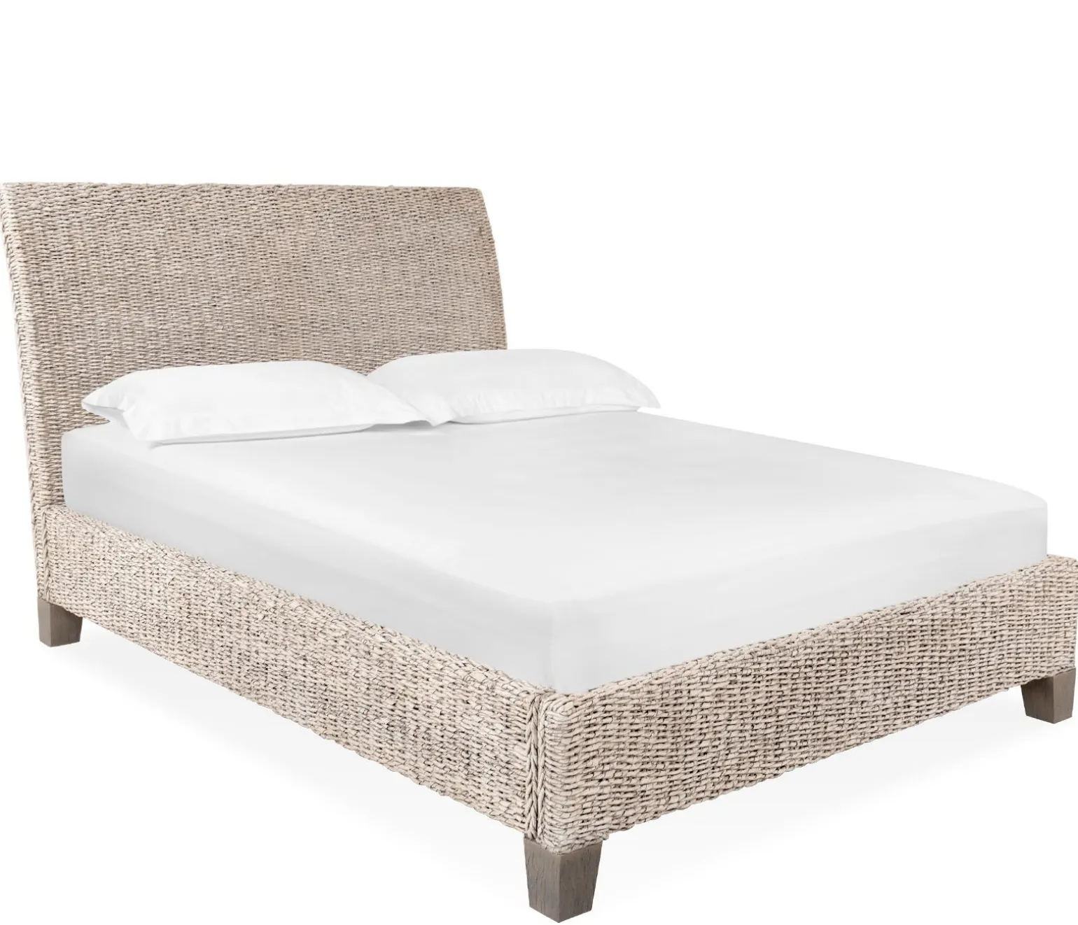 Catalina King Woven Platform Bed - White Wash