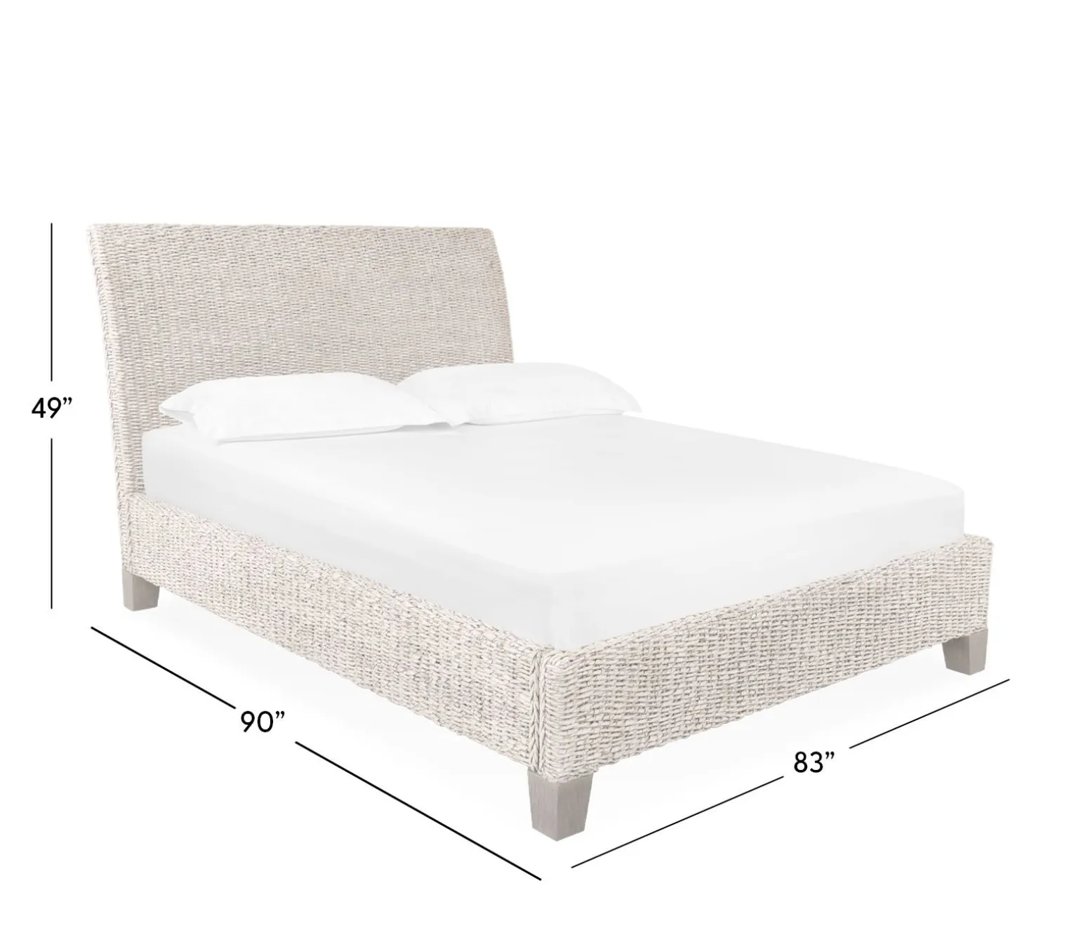 Catalina King Woven Platform Bed - White Wash