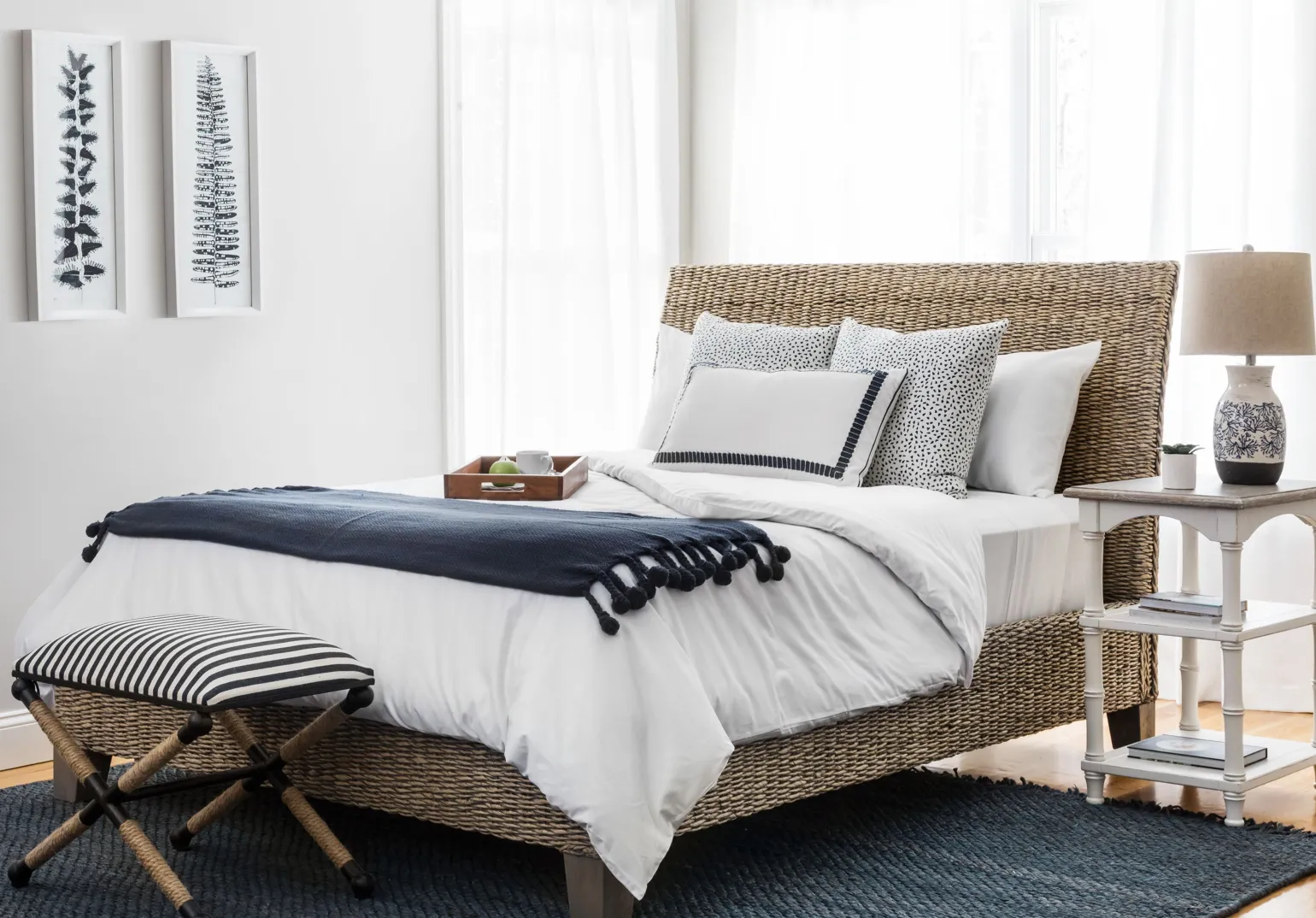 Catalina Queen Woven Platform Bed - Gray Wash