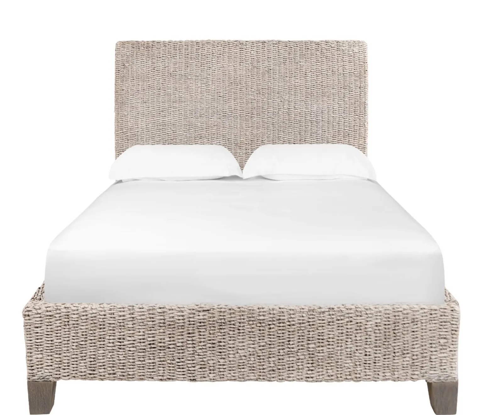 Catalina Queen Woven Platform Bed - White Wash