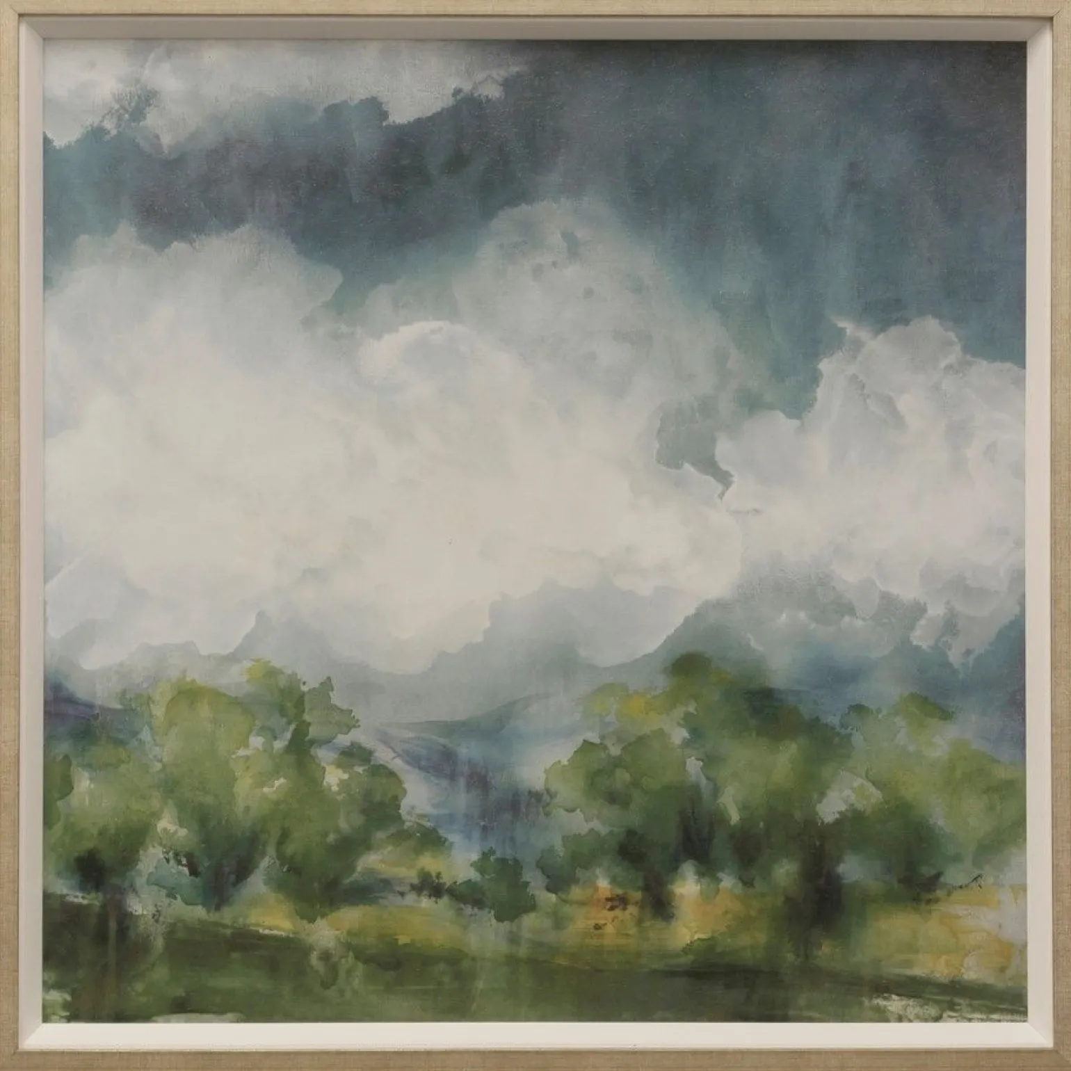 Clouds and Trees Framed Art Print