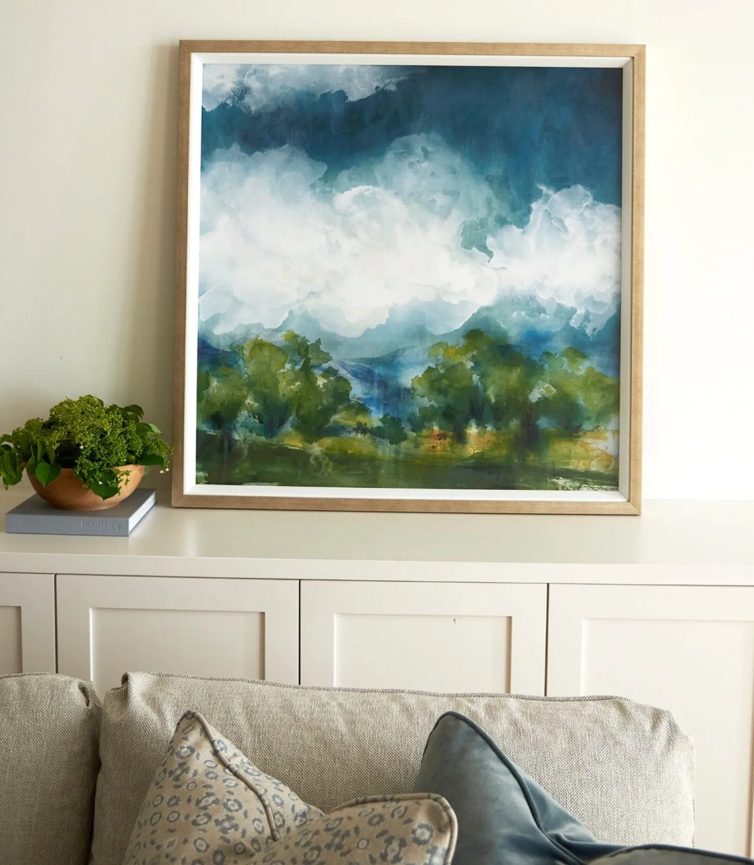 Clouds and Trees Framed Art Print