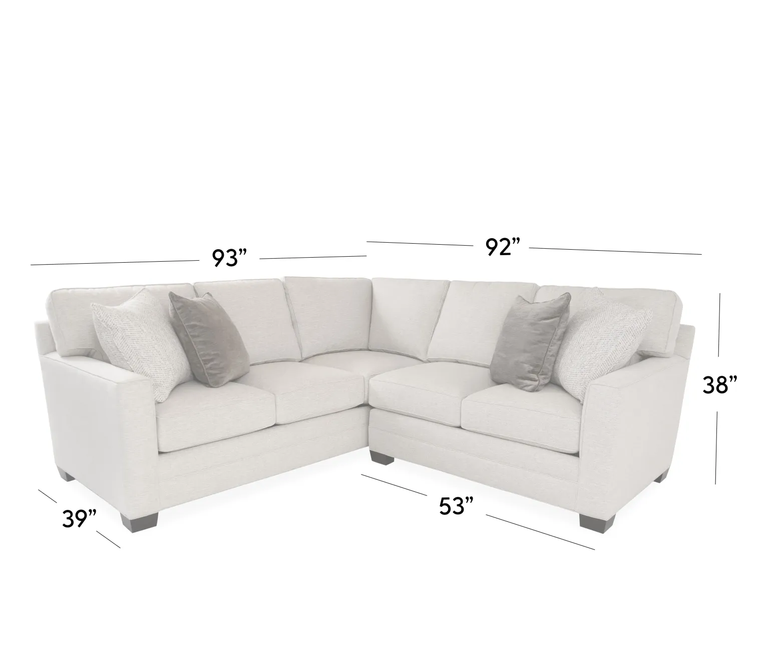 Flannery 2 Piece Sectional - LAC Sofa w/ corner & RA Loveseat