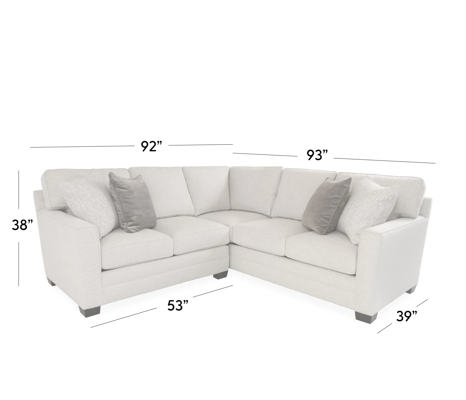 Flannery 2 Piece Sectional - RAC Sofa w/ corner & LA Loveseat