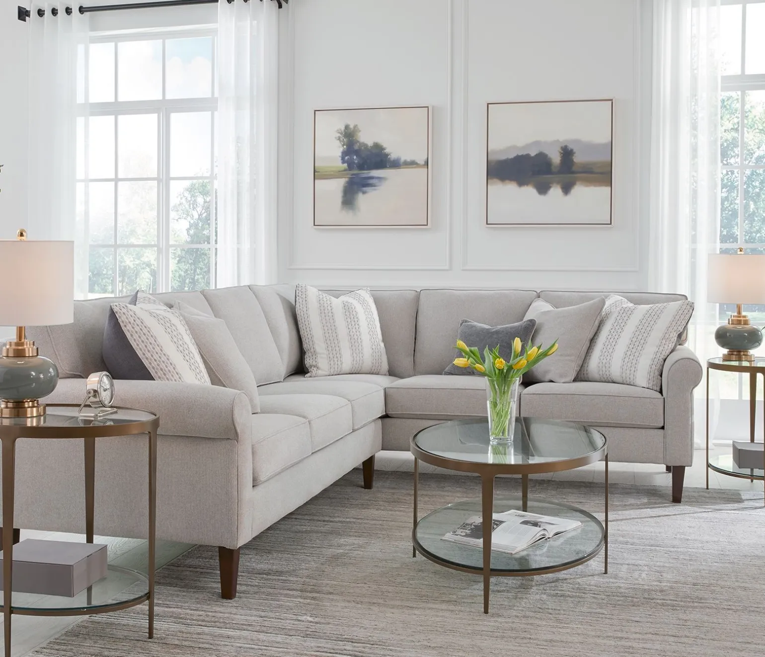 Grayson 2 Piece Sofa Sectional LHF Sofa - Villa Dove