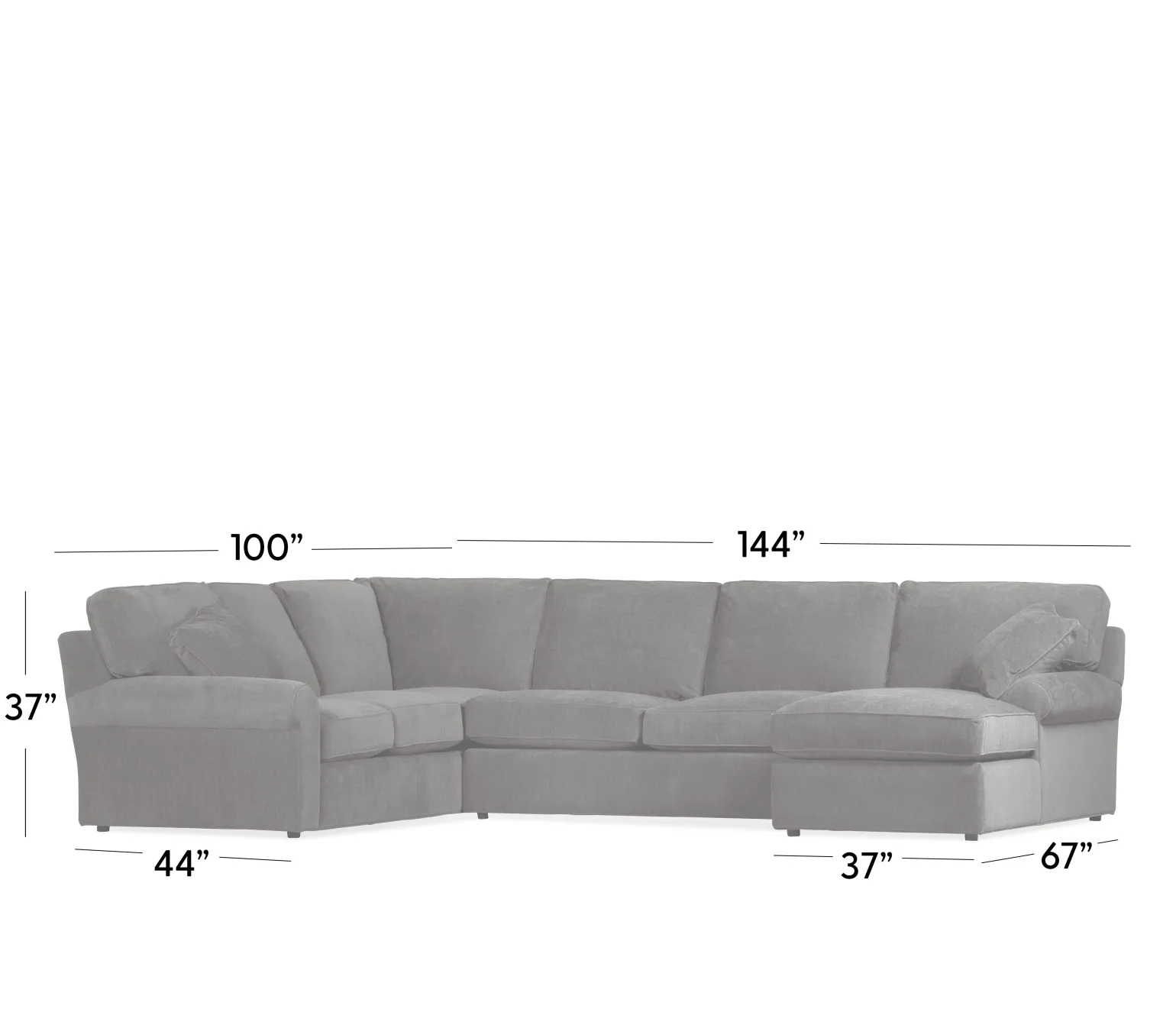 Hampton 3-Piece Sectional - LAF Corner Sofa, Armless Loveseat, RAF Chaise