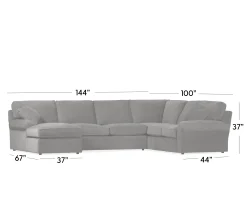 Hampton 3-Piece Sectional - RAF Corner Sofa, Armless Loveseat, LAF Chaise