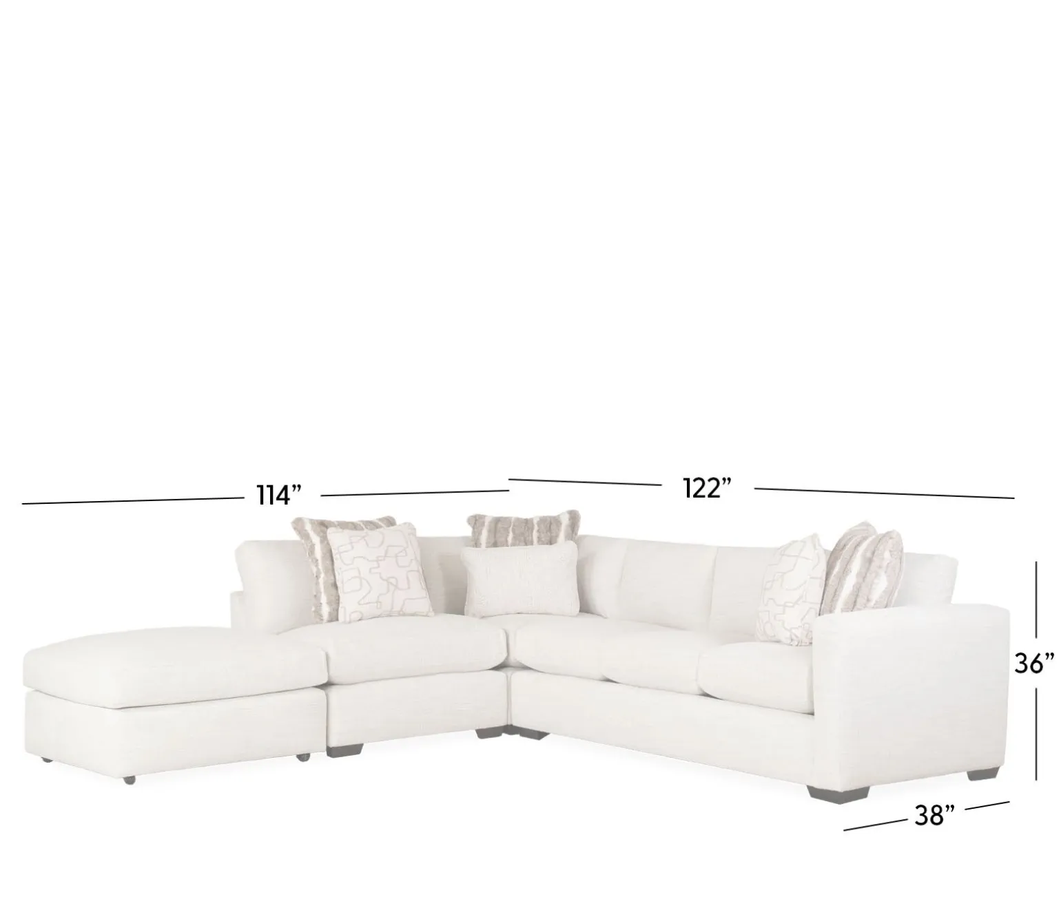 Harmony 4-Piece Sectional - RAF Sofa, Corner, Armless 1/2, Bumper