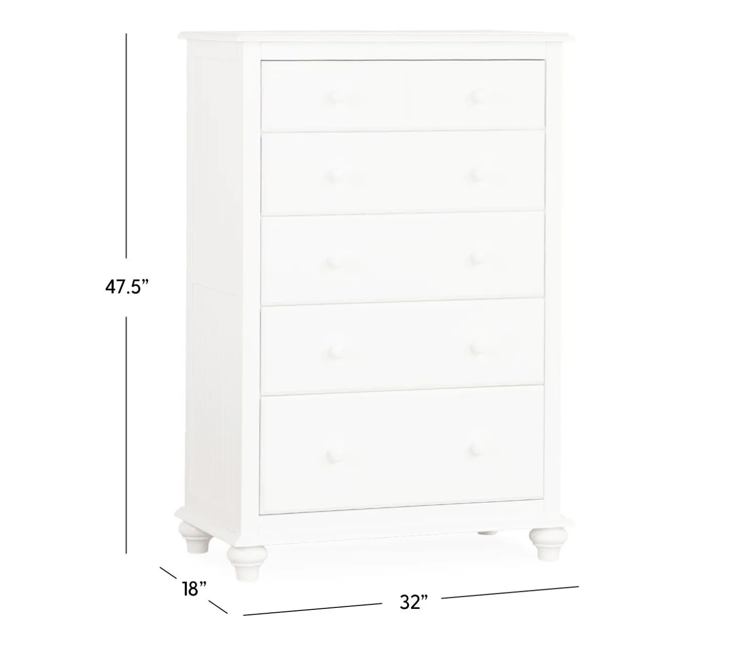 Pocasset 5-Drawer Chest - White
