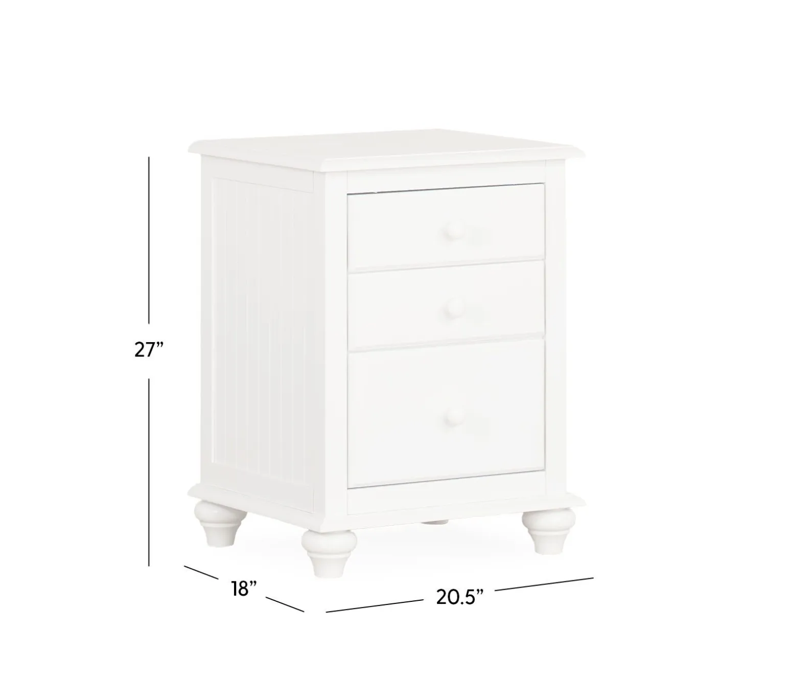 Pocasset 3-Drawer Nightstand - White