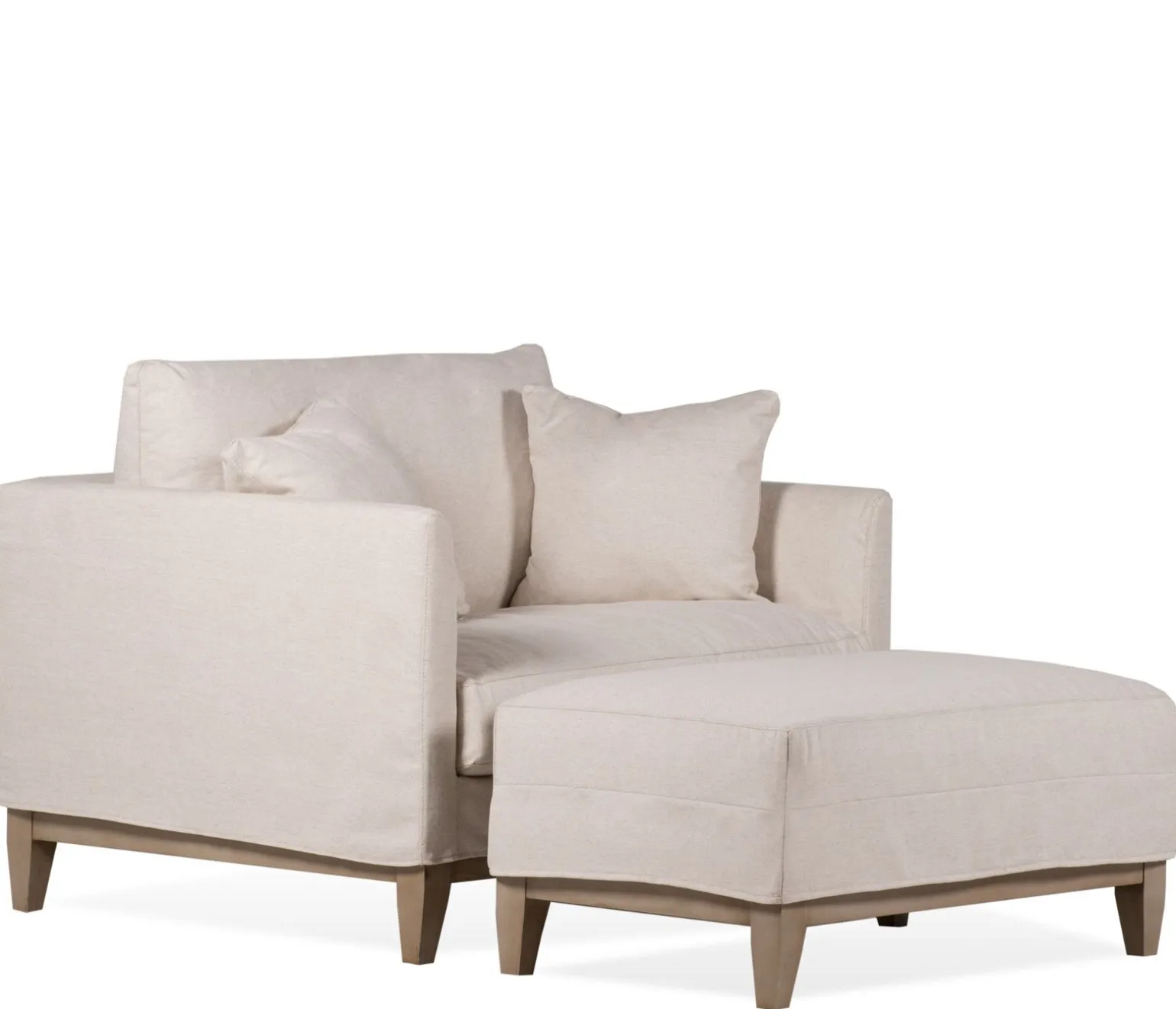 Santa Fe Slipcover Ottoman - Natural