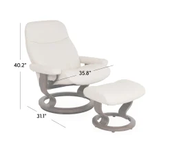 Stressless® Consul Large Classic Chair & Ottoman - Batick Cream