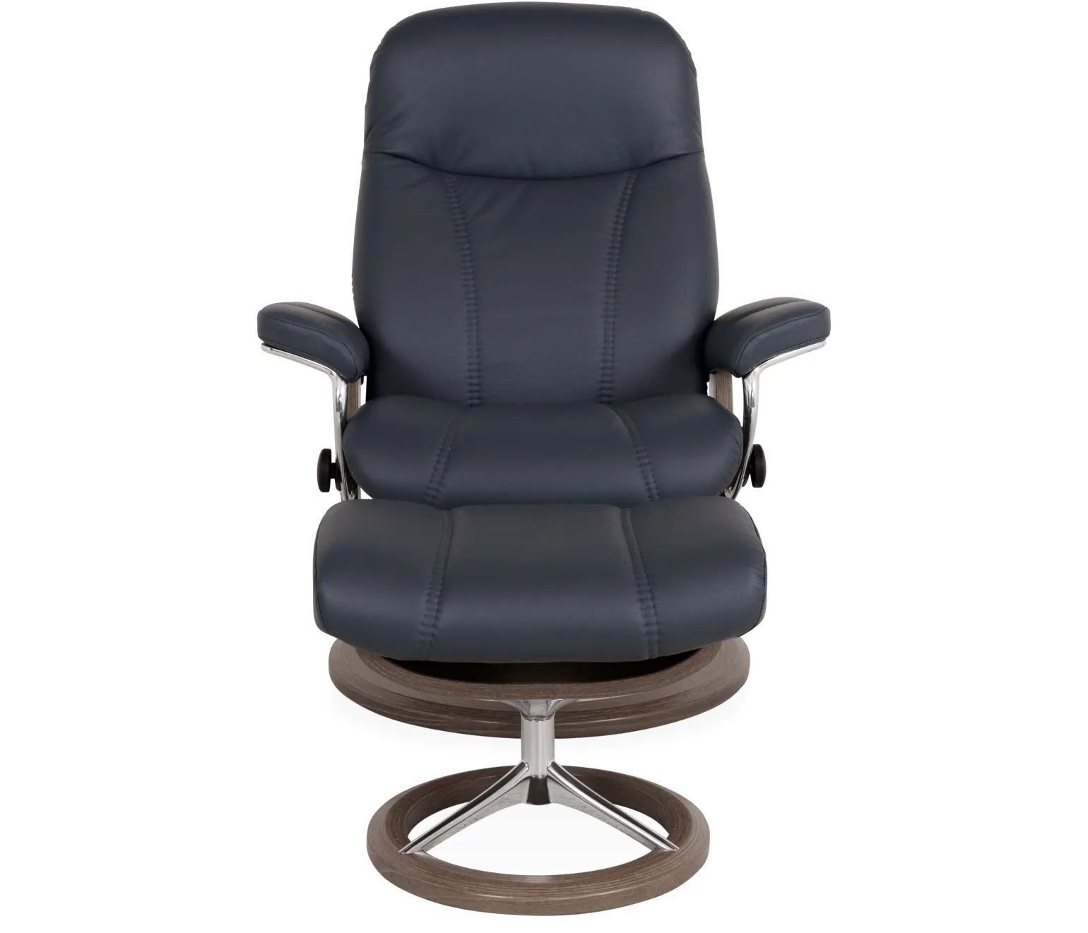 Stressless® Consul Medium Classic Chair & Ottoman - Batick Atlantic Blue