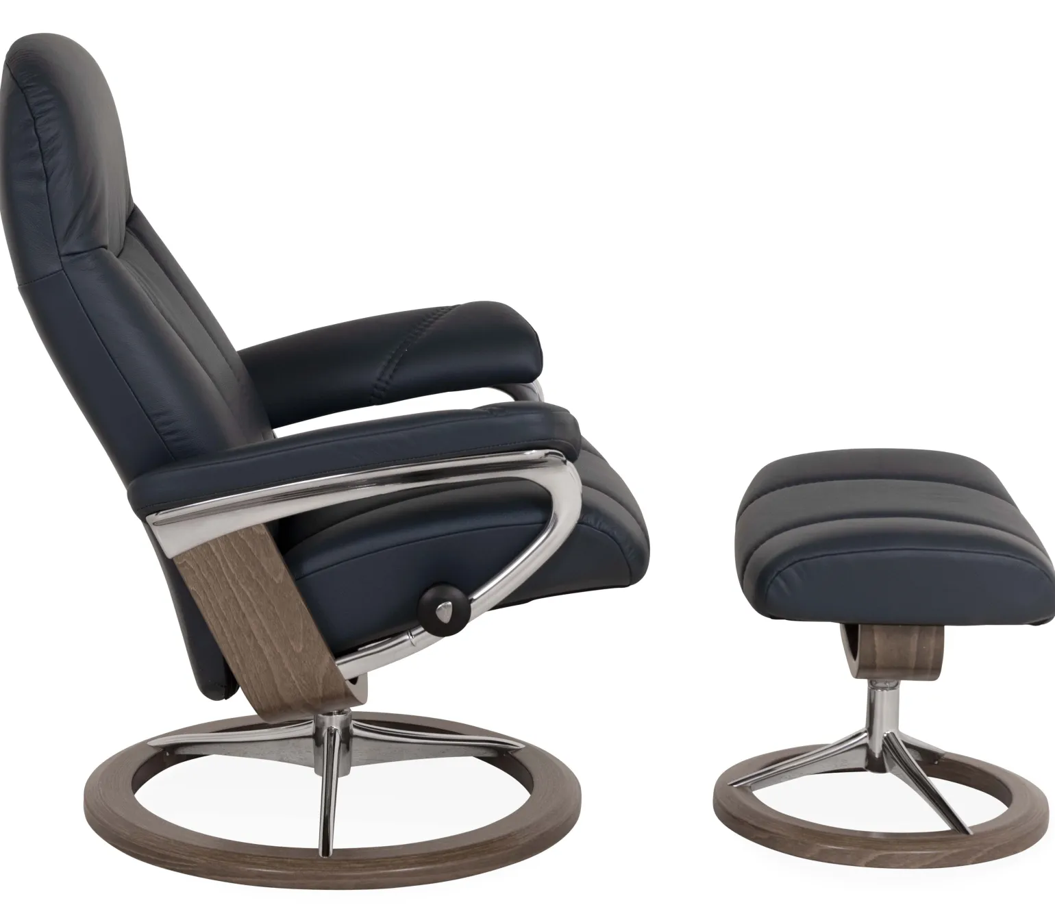 Stressless® Consul Medium Classic Chair & Ottoman - Batick Atlantic Blue