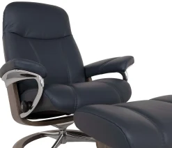 Stressless® Consul Medium Classic Chair & Ottoman - Batick Atlantic Blue