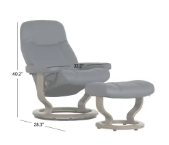 Stressless® Consul Medium Classic Chair & Ottoman - Batick Atlantic Blue