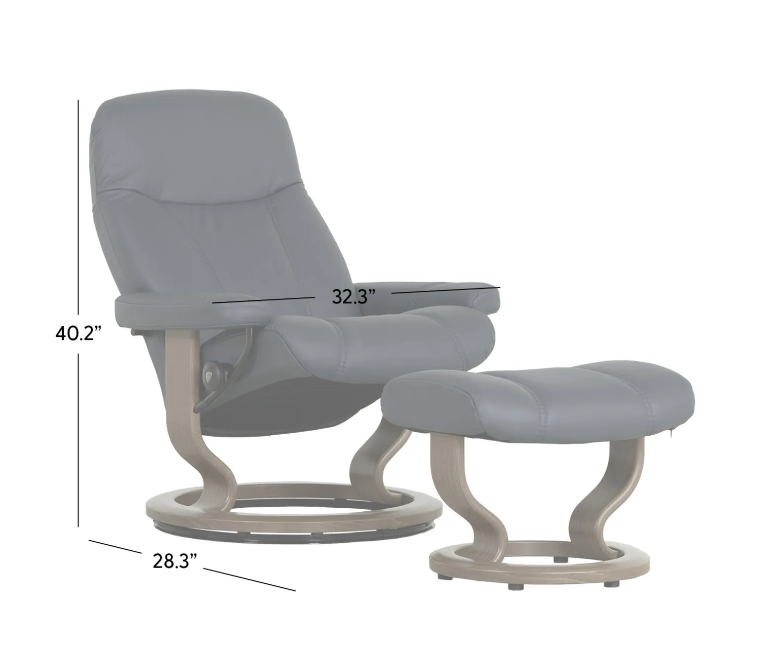 Stressless® Consul Medium Classic Chair & Ottoman - Batick Atlantic Blue