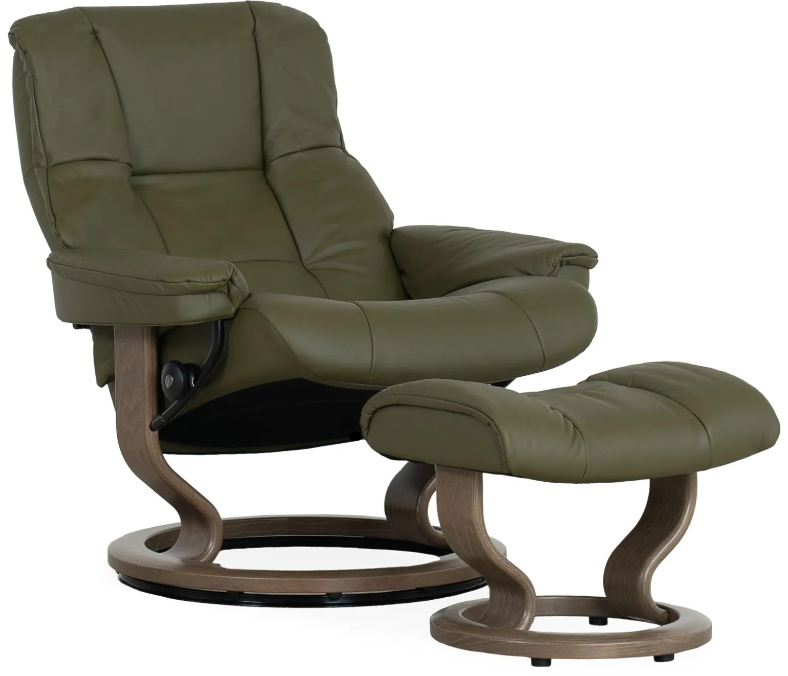 Stressless® Mayfair Large Classic Recliner & Ottoman - Paloma Dark Olive