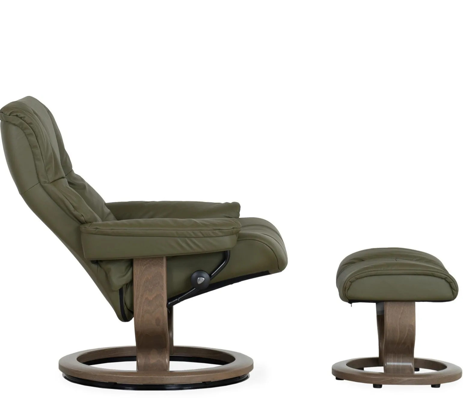Stressless® Mayfair Large Classic Recliner & Ottoman - Paloma Dark Olive