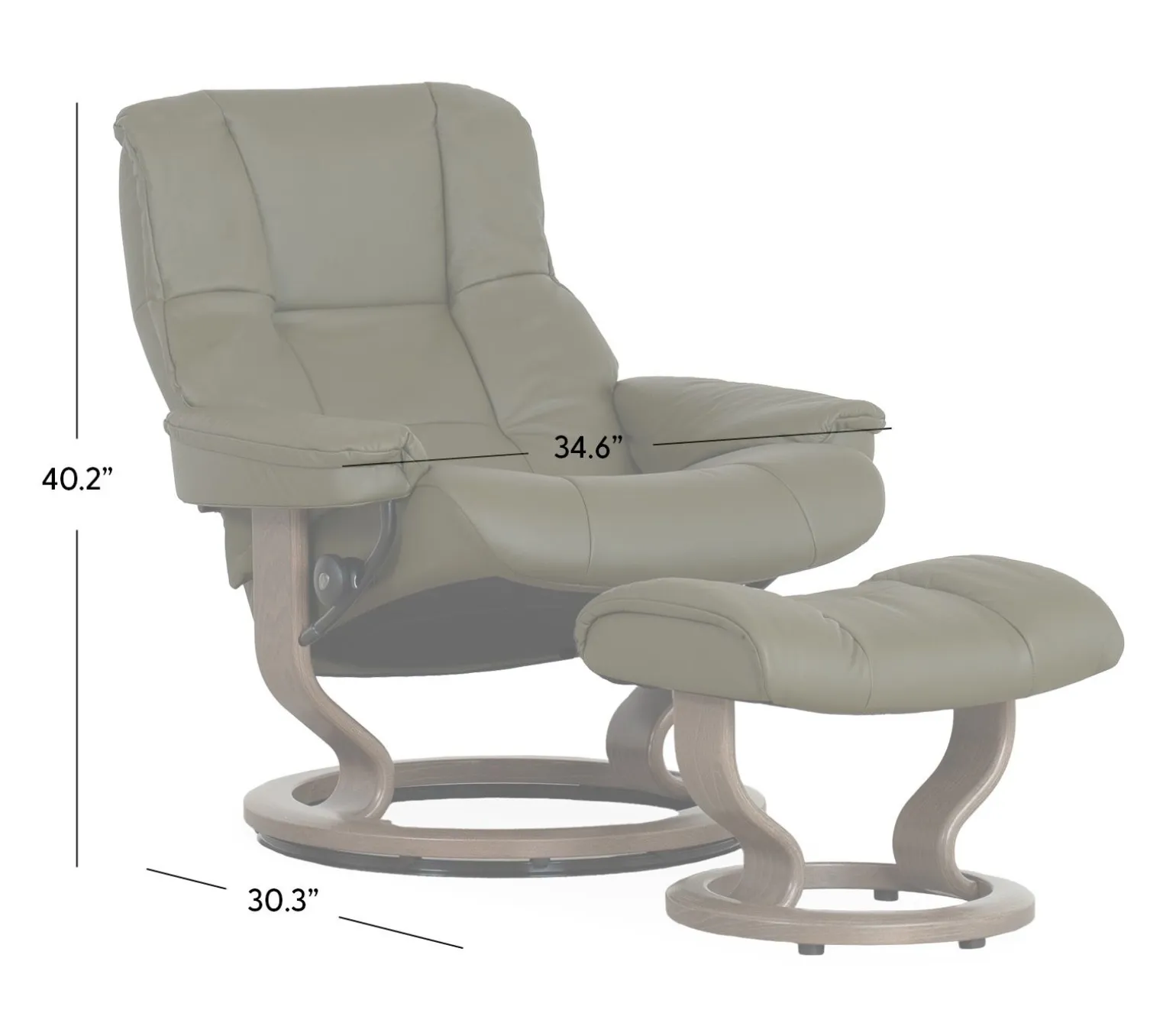 Stressless® Mayfair Large Classic Recliner & Ottoman - Paloma Dark Olive