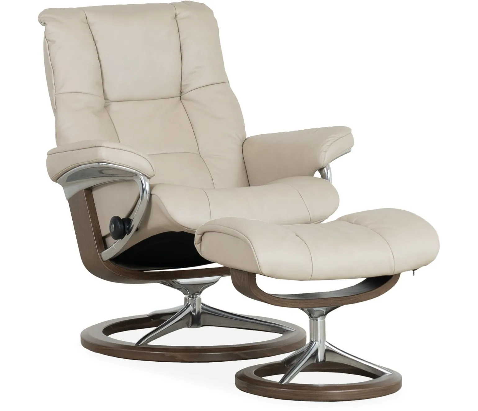Stressless® Mayfair Medium Signature Recliner & Ottoman - Paloma Fog