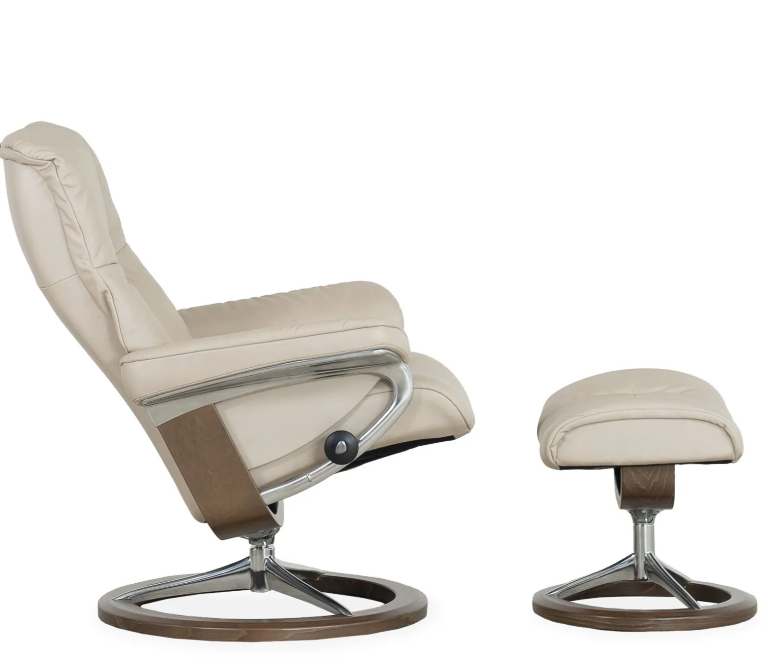 Stressless® Mayfair Medium Signature Recliner & Ottoman - Paloma Fog