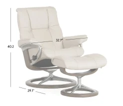 Stressless® Mayfair Medium Signature Recliner & Ottoman - Paloma Fog