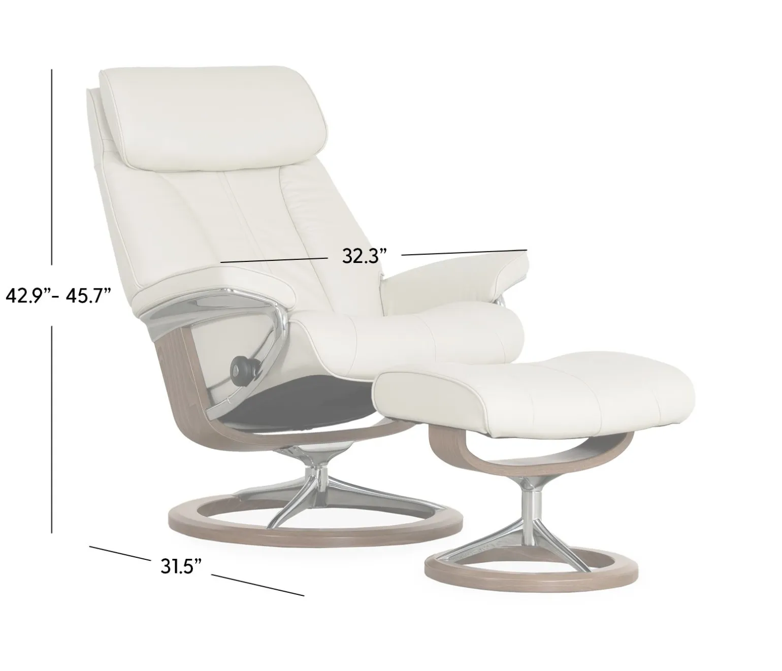 Stressless® Paul Medium Chair & Ottoman