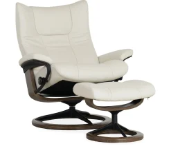 Stressless® Wing Large Signature Recliner & Ottoman - Paloma Light Grey