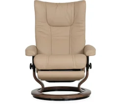 Stressless® Wing Medium Classic Power Recliner & Ottoman - Paloma Sand