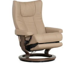 Stressless® Wing Medium Classic Power Recliner & Ottoman - Paloma Sand