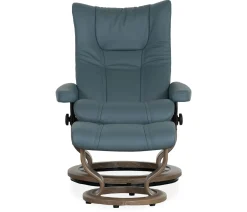 Stressless® Wing Medium Classic Recliner & Ottoman - Paloma Teal Blue