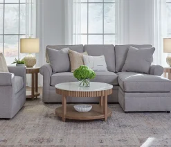 Stuart Sofa and Chaise Ottoman Set - Gray