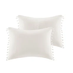 Tassle Ivory 3-Piece Comforter Set - Queen