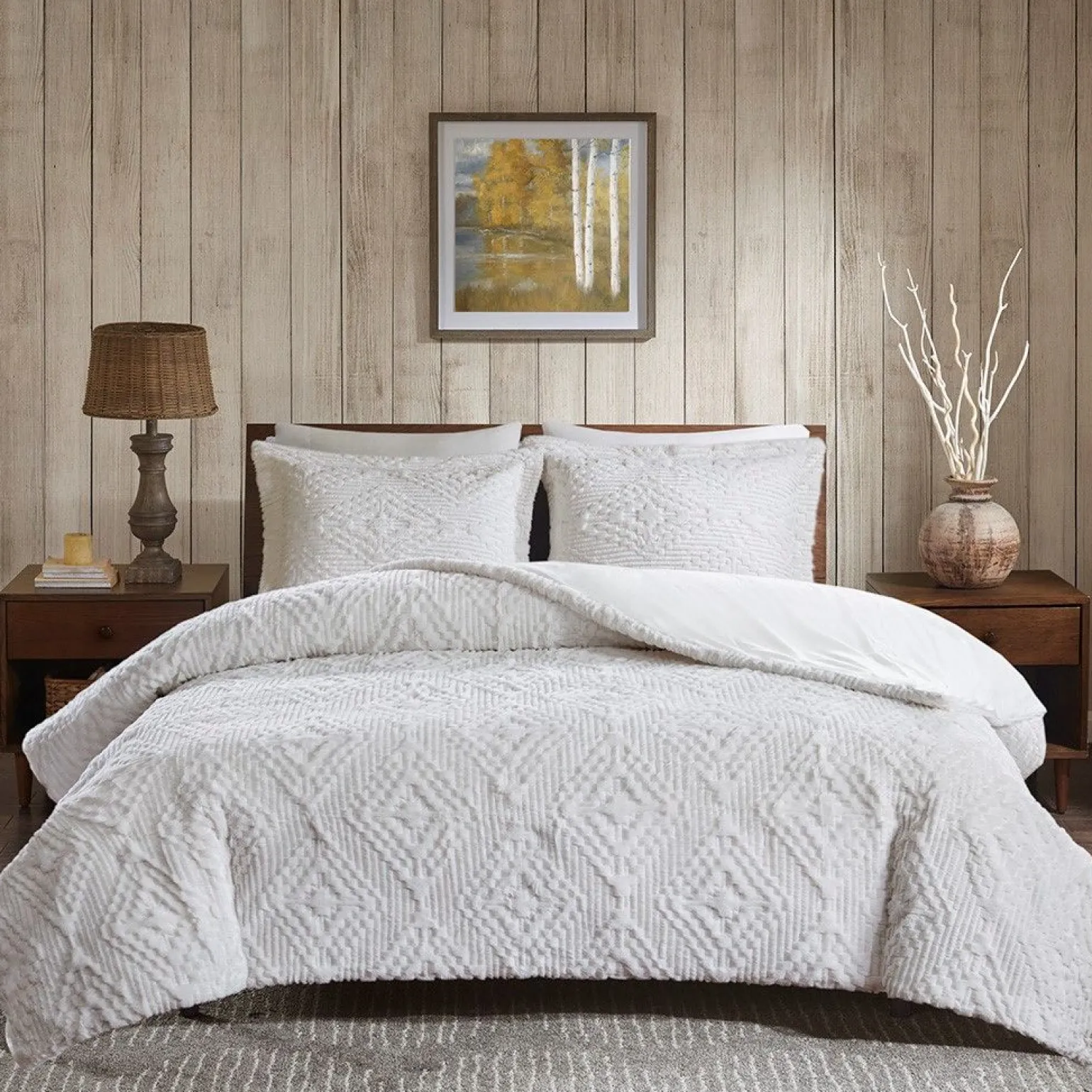 Teton 3-Piece Embroidered Plush Coverlet Set - Full/Queen