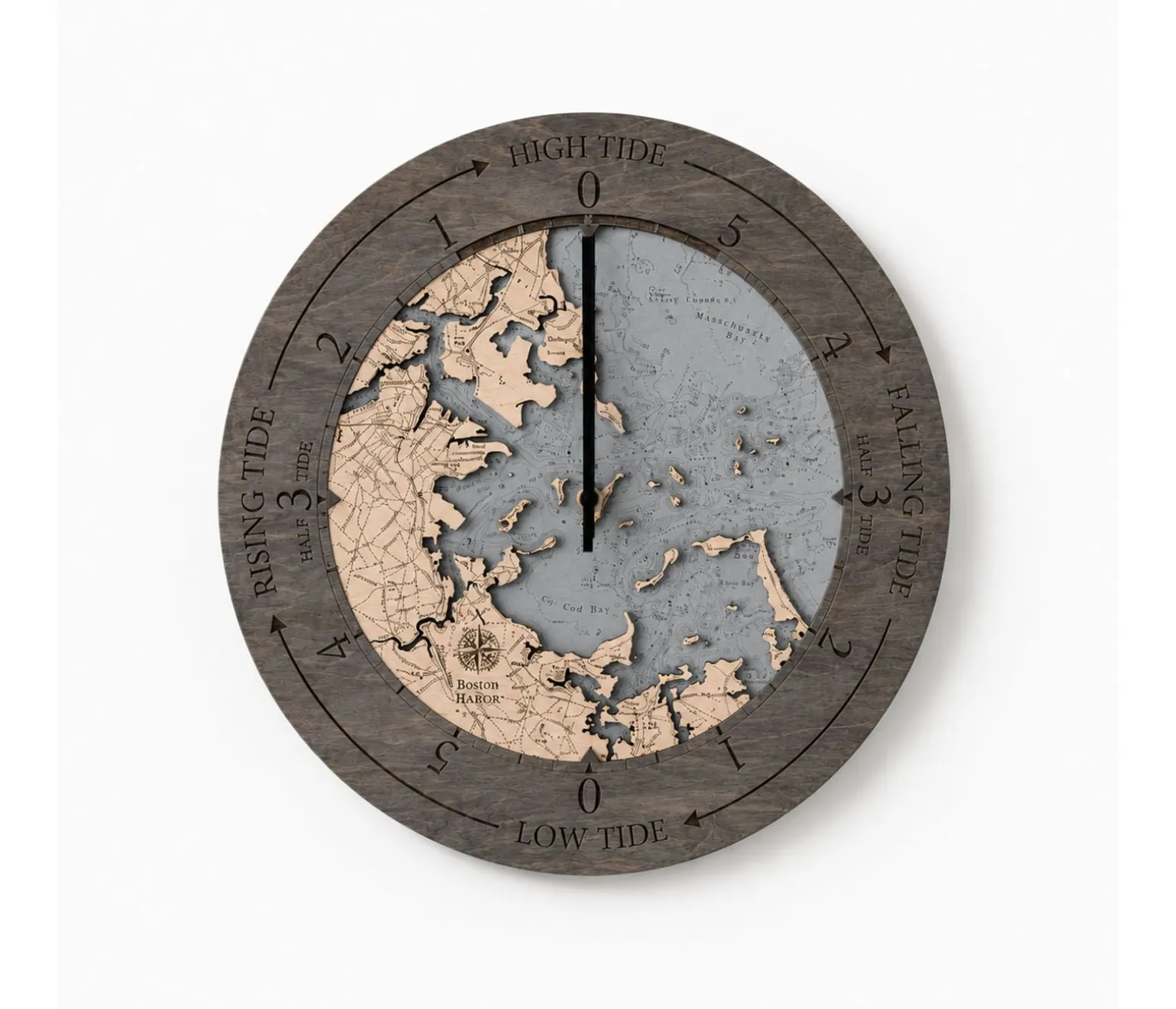 Wood Tide Clock - Boston Harbor